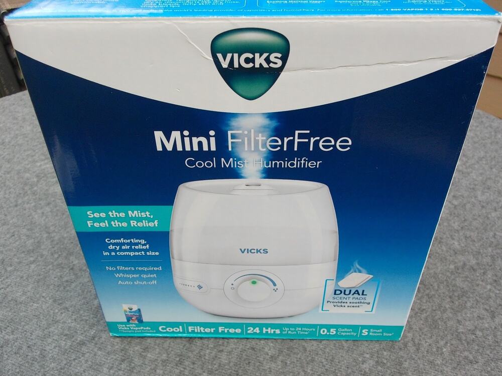 Vicks Mini Filter Free Variable Cool Mist Humidifier, 24 HRS, Small Rms VUL525